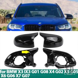 光沢ブラックカーボンパターンのリアビュー外装サイドミラーキャップ4個BMW X3 IX3 G01 G08X4 G02X5 G05X6 G06X7 G07用