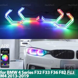 BMW 4シリーズ F32 F33 F36 F82 F83 M4 2013-2019 ダイナミックRGBライトリング アプリコントロール DRL LEDエンジェルアイキット ウィンカー付き