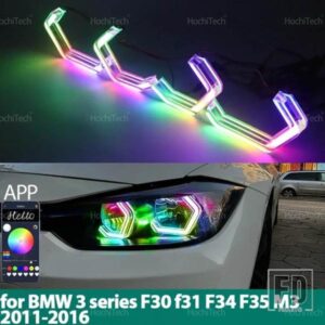BMW 3シリーズ F30 F31 F34 F35 M3 2011-16用 流れるようなマルチカラーリングエンジェルアイ RGB M4スタイル LED アプリコントロールウィンカーライト
