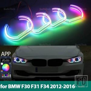 BMW 3シリーズ F30 F31 F34 2012-2016用 RGBカラフルダイナミックライトエンジェルアイリングLED DTMスタイルアプリコントロールウィンカーライト