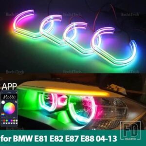 BMW 1シリーズ E81 E82 E87 E88用 RGBマルチカラー DTMスタイル ライトリング APPコントロール ウィンカー点滅 DRL LEDエンジェルアイキット