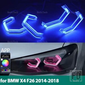 マルチカラー RGB リング M4 スタイル ライト LED エンジェルアイキット アプリコントロール付き BMW X4 F26 2014-2018 XDRIVE20I 28I 35I 20D 30D 35D 用