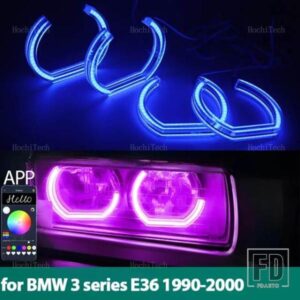 LEDエンジェルアイキットリングRGBカラーアプリコントロールヘッドライトランプBMW 3シリーズE36 1990-2000 316I 318I 318IS 320I 323I 325I 328I用