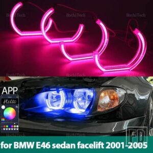 マルチカラー DTM RGB リングライト LED エンジェルアイキット APP コントロール BMW 3 シリーズ E46 セダン フェイスリフト 2001-2005