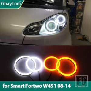 コットン スイッチバック ウィンカー ライト リング DRL LED エンジェルアイキット BRABUS SMART FORWO W451 MK2 2008-2014 SMD ホワイト アンバー