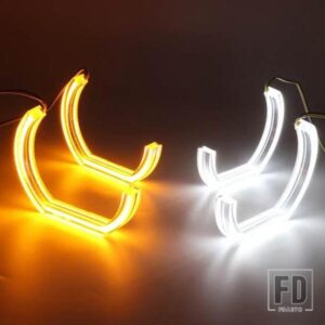 4X 明るくの付きスイッチバック DTM スタイルライト LED エンジェルアイ デュアルカラー BMW 1 シリーズ E82 E88 E87 E81 2004-2012 用