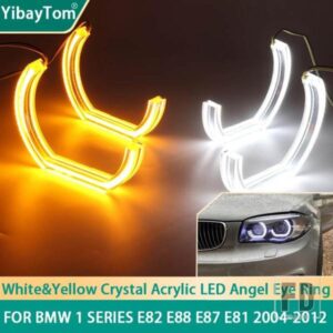 4X 明るくの付きスイッチバック DTM スタイルライト LED エンジェルアイ デュアルカラー BMW 1 シリーズ E82 E88 E87 E81 2004-2012 用