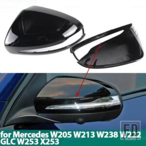メルセデスAMG C E S GLC W205 W213 W238 W222 C217 C253 X205 W253 X253用ブラックカーボンパターン外装サイドミラーキャップ左ハンドル専用