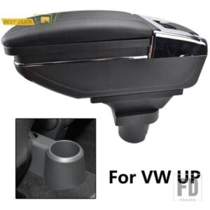 VW UP 2009 - 2017用 車用アームレスト 回転式 2010-16 センターコンソール 収納ボックス 灰皿 ブラック