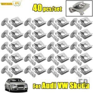 40PC エンジンアンダーギアボックスカバークリップアウディ A3 A4 B6 B7 A6 A8 TT VW パサート B5