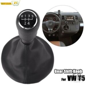 5 スピードマニュアル黒ギアシフトノブキットゲートルブーツカバー VW T5 T5.1 T6 革ギアスティックカバー防塵交換