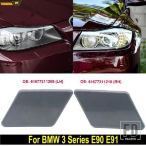 ヘッドライトウォッシャーノズルカバーフロントバンパーキャップ RH LH 未塗装 61677211209 61677211210 BMW E90 E91 325I 320I 335I 328I 352XI