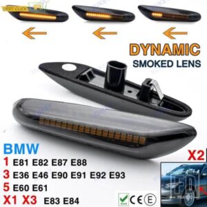 BMW LED ダイナミックサイドフェンダーウィンカーライトシーケンシャルウインカーマーカーランプ E90 E91 E92 E93 E60 E87 E82 E46