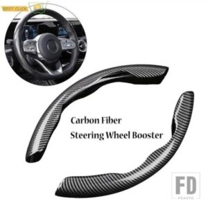 2 個カーボン汎用ステアリングホイールカバー 38 CM 15 インチステアリングホイールブースターアンチスキッド装飾カーアクセサリー