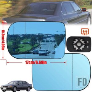 BMW 5 シリーズ E39 2000 - 2003 フェイスリフト 7 E38 1995 - 2001 運転席助手席ドアサイドウイングミラーガラス加熱ブループレート付き