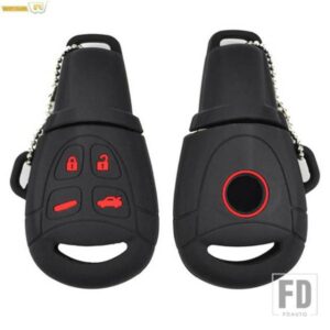 サーブ 9-3 9-5 2003-2012 シリコーンスマートリモートキーケース FOB カバーキーチェーンゴムシェル 4 ボタンジャケットスリーブ