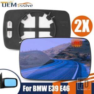 BMW 3 5 シリーズ E39 E46 320I 330I 325 525I 1997-2005 ドアサイドウイングミラーガラス加熱ブルーリアビューバックミラー