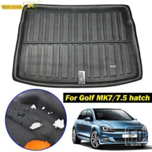 VW ゴルフ/GTI/R MK7 ハッチバック 2013-18 リアトランクカーゴマットトレイブーツライナーフロアカーペットプロテクターパッド