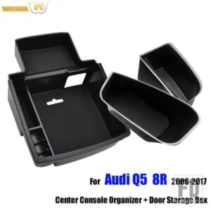 センターコンソールオーガナイザー + ドアサイド収納ボックスアームレスト収納ボックスグラブトレイ電話コンテナグローブアウディ Q5 8R 2008-2017