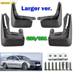 4 個モールド TPO マッドフラップ BMW 5 シリーズ G30 G31 セダンサルーンツーリング 2017 - 2022 スプラッシュガードマッドガードフロントリア 2018 2019
