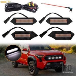 クリアレンズホワイトフロントグリル LED グリルライト DRL 配線ハーネスキットトヨタタコマ 2024 TRD スポーツオフロードプレランナーモデル