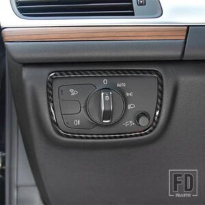 ダッシュボードヘッドランプスイッチ装飾フレームカバーステッカーアウディ A6 C7 2012-2018 インテリアライトカーボンカラーストリップ