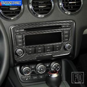 コンソール制御 CD プレーヤーパネルフレームトリムアウディ TT 8N 8J MK123 TTRS 2008-2014 カーボン装飾インテリアカーアクセサリー