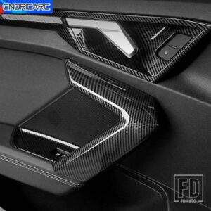 インナードアアームレストハンドルプルカバー DECORAITON トリムアウディ A3 8Y 2021-2022 カーボンテクスチャカーアクセサリードアノブデカール