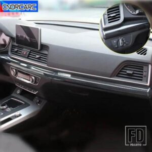 カースタイリングダッシュボードコンソールパネル装飾カバートリムアウディ Q5 年度 2018-21 カーボン色インテリアステッカー