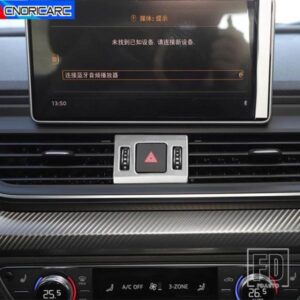 ハザードランプボタントリムパーキングスイッチフレーム装飾デカール車アウディ Q5 年度 2018-2022 ステンレスインテリアアクセサリー