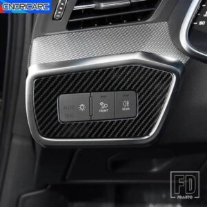 ヘッドライトコントロールボタンパネルフレーム装飾カバートリムステンレスアウディ A6 C8 2019-2022 LHD インテリアアクセサリー