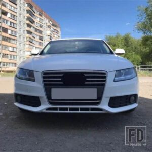 フロントセンターグリルグリッド装飾カバーステッカーアウディ A4 2009-2012 ステンレスグリルデカールストリップ外装モールド