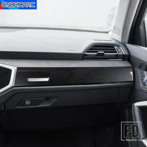コンソールダッシュボードパネル装飾カバートリムストリップアウディ Q3 2019-2022 LHD カーボンテクスチャインテリアアクセサリー
