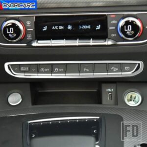 センターコンソールボタンフレームカーボンパターン装飾デカール車アウディ Q5 年度 2018-2022 ステンレスインテリアアクセサリー