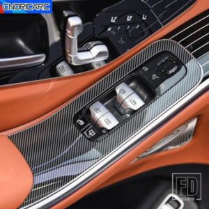 ドア窓ガラスリフトパネルカバーカーボンテクスチャトリムメルセデスベンツ S クラス W223 2021-24 LHD インテリアアクセサリー