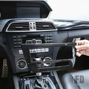 カーコンソール CD パネルフレームステッカーカーボンパターンメルセデスベンツ C クラス W204 200 260 2011-2014 インテリアアクセサリー
