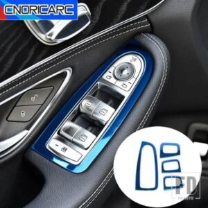 ドアアームレスト窓ガラスリフトボタンフレームステッカーメルセデスベンツ C クラス W205 GLC 2015-2020 LHD インテリアアクセサリー