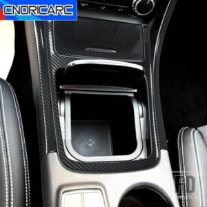 カーボンテクスチャコンソールギアシフト水カップパネルフレームステッカーメルセデスベンツ A クラス W176 CLA C117 GLA X156 2013-2018