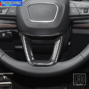 コンソールのステアリングホイールリップフレーム装飾カバートリムステッカーアウディ Q5 年度 2018-2021 カーボンパターンインテリアデカール