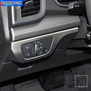 コンソールヘッドライトコントロールボタンフレームカーボンパターントリム車アウディ Q5 年度 2018-2022 LHD ステンレスインテリアアクセサリー