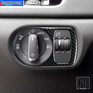 コンソールヘッドライトスイッチ制御ボタンフレーム装飾トリムアウディ Q3 2012-18 ヘッドランプカーアクセサリーカーボンパターンステッカー