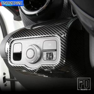 コンソールヘッドライトコントロールボタンフレームカバーメルセデスベンツ A クラス W177 CLA C118 2019-2022 カーアクセサリーカーボンパターントリム