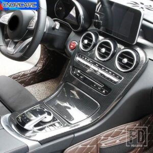 コントロールギアシフトパネルカバーカーボンパターンフレームトリムメルセデスベンツ C GLC クラス W205 X253 2016-18 インテリアカーアクセサリー