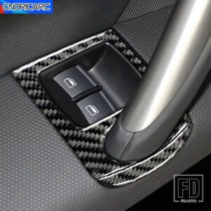カーボンドアウィンドウリフトスイッチボタンパネルカバートリムアウディ TT 8N 8J MK123 TTRS 2008-2014 カーアクセサリーインテリアデカール