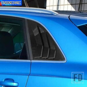 リアウィンドウトライアングルパネルトリム装飾カバーシャッターカーボンテクスチャフレームステッカーアウディ Q3 2013-18 外装カーアクセサリー