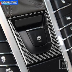 カーアクセサリーギアシフト電子ハンドブレーキ P ボタンフレーム装飾トリムカーボンステッカーポルシェマカン 2014-2021