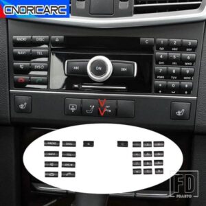 カーアクセサリーセンターコンソール CD マルチメディアボタンフレームカバーステッカーメルセデスベンツ E クラス W212 2014-2015 CLS 2012-2013