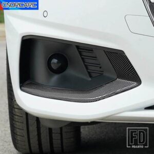 カーボン色カースタイリングフロントフォグランプリップ装飾 FOGLIGHT フレームストリップアウディ A4 B9 2020 2021 外装アクセサリー