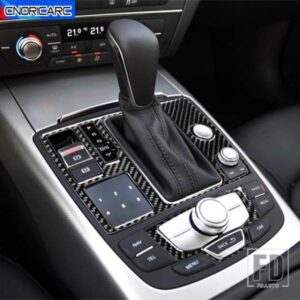 カーボンギアシフトサラウンドシフターパネル装飾ステッカートリムアウディ A6 C7 2012-2018 マルチメディアスイッチデカール