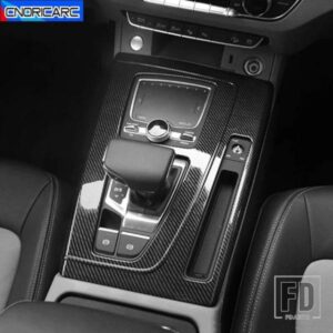 センターコンソールギアシフトフレーム装飾カバーアウディ Q5 用カースタイリング 2018-2021 LHD カーボンカラーインテリアステッカー